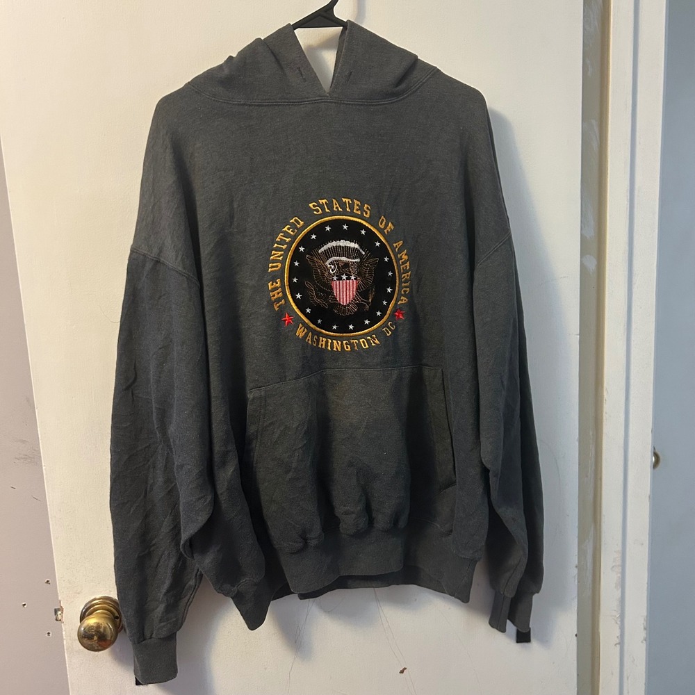 Vintage Y2K Presidential Seal Hoodie L Washington DC Embroidered USA Americana